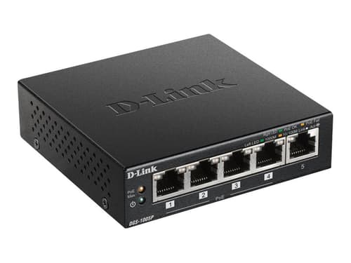 D-Link DGS 1005P - Switch - 5 x 10/100/1000 (4 PoE+) - desktop - PoE+ (60 W)