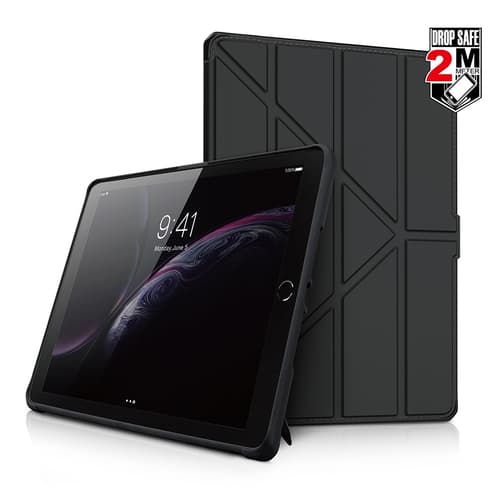 Cirafon Hybrid Folio Drop Safe Pu Leather 9.7 tommer Ipad 9.7 tommer 5th Gen, Ipad 9.7 tommer 6th Gen Sort