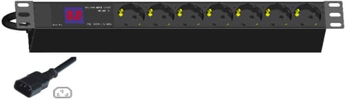 "Direktronik Grenuttagström 7xschuko Ut, C14 10a In, 19"""