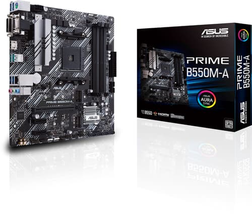 ASUS PRIME B550M-A - Moderkort - micro ATX - Socket AM4 - AMD B550 Chipuppsättning - USB 3.2 Gen 1, USB 3.2 Gen 2 - Gigabit LAN - inbyggda grafiken (CPU krävs) - HD-ljud (8 kanaler) ASUS PRIME B550M-A - Moderkort - micro ATX - Socket AM4 - AMD B550 Chipuppsättning - USB 3.2 Gen 1, USB 3.2 Gen 2 - Gigabit LAN - inbyggda grafiken (CPU krävs) - HD-ljud (8 kanaler)