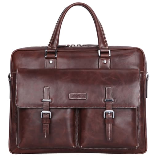 "Cirafon Leather Vintage Veske 15.6"" Ekte Lær Brun"