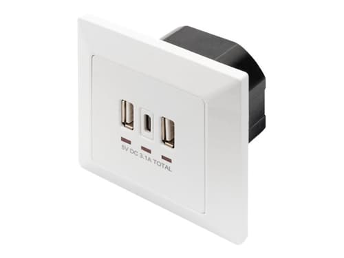 Digitus Da-70618 Stikkontakt 2 X Usb A + 1 X Usb C Hvid billede