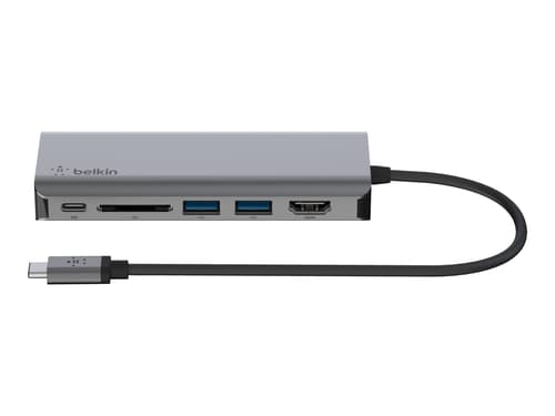 Belkin Avc008btsgy Dockingstation Usb 3.2 Gen 1 (3.1 Gen 1) Type-c Sort, Grå Usb-c 3.2 Gen 1 (3.1 Gen 1)