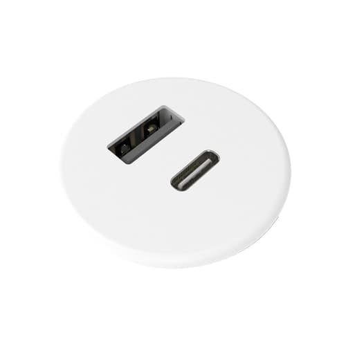 Axessline Powerdot Micro 1xusb-a & 1xusb-c Laddning 5v 3a Vit