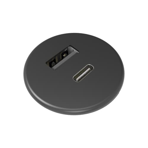 Axessline Powerdot Micro 1 X Usb-a & 1 X Usb-c-lataus, 5v 3a, Musta