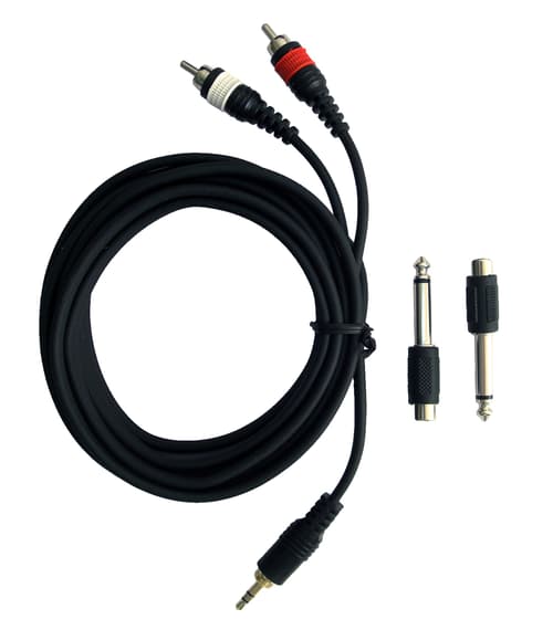 Pulse Sound Ljudkabel 3,5mm - 2x Rca 3m + 6,3mm Adaptrar