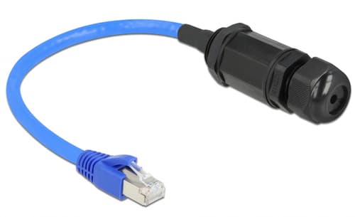 Delock Waterproof Rj45 Coupling Ip68 Rj-45 Cat 6 0.25m. Blå, Sort billede