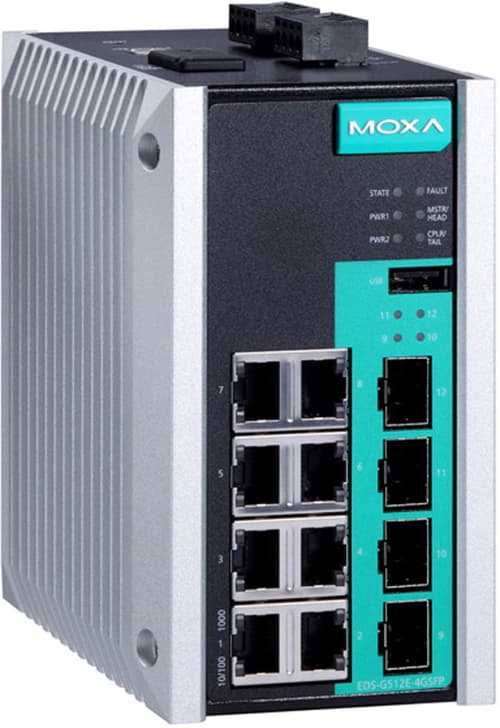 Moxa Eds-g512e-8poe-4gsfp-t Verkkokytkin Hallittu Gigabit Ethernet (10/100/1000) Harmaa
