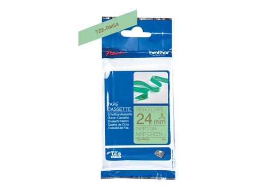 Brother Tape Stof 24mm Tze-rm54 Guld/mintgr�n Satin