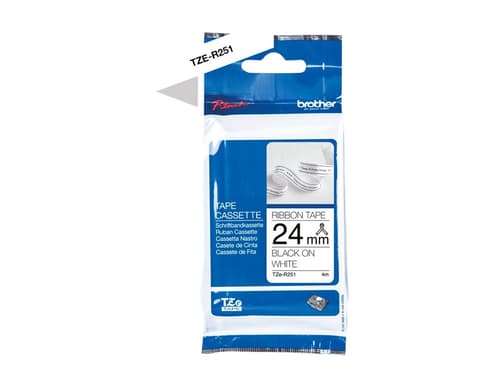 Brother Tape Kangas 24mm Tze-r251 Musta/valkoinen Satiini