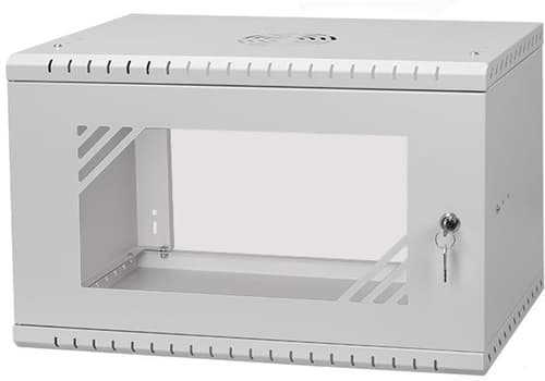 Direktronik Wall Rack 19 tommer 6u 45cm Glass Door Grey