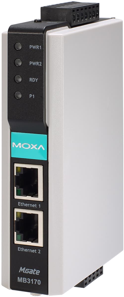 MOXA MGATE MB3170 Modbus Gateway for TCP og RTU/ASCII 2x LAN RJ45 + 1x Seriel RS-232 DB9 / RS-422/48