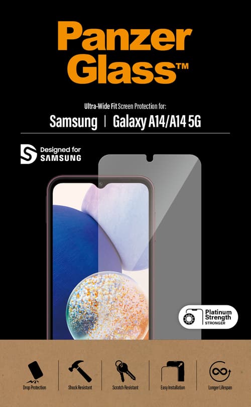 PanzerGlass™ | Skærmbeskytter for mobiltelefon - Ultra-Wide Fit | Samsung Galaxy A14/A14 5G