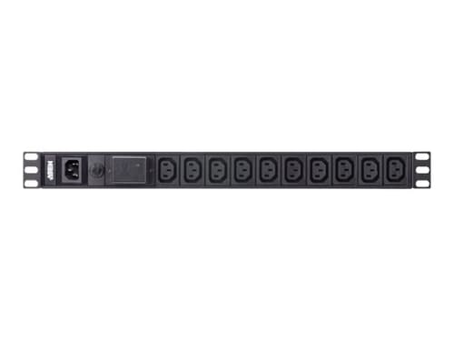 Produktfoto för ATEN Basic PDU PE0110SG-AT-G - Kraftdistributionsenhet (kan monteras i rack) - AC 100-240 V - 2400 VA - ingång: IEC 60320 C14 - utgångskontakter: 10 (10 x IEC 60320 C13) - 1U - 3.05 m sladd