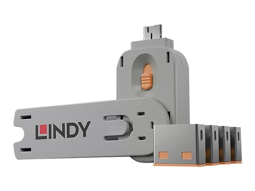 Lindy Port Blocker Usb Orange 4-pack billede
