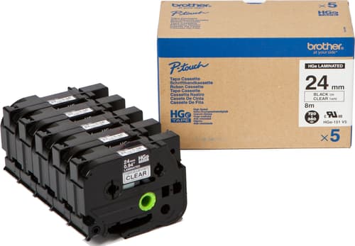 Brother Tape 24mm Hge-151v5 Sort/klar 5-pack
