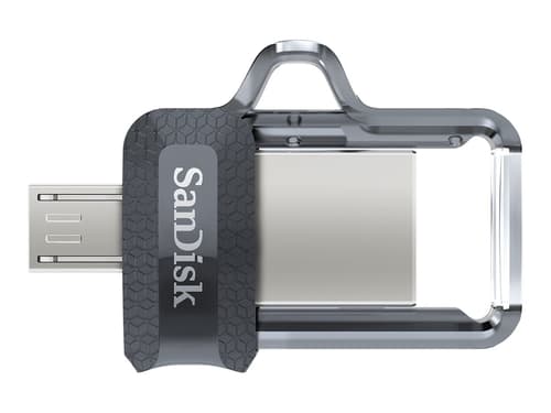 Sandisk Ultra Dual Drive M3.0 64gb Usb-a / Micro-usb Sort, Sølv, Transparent billede