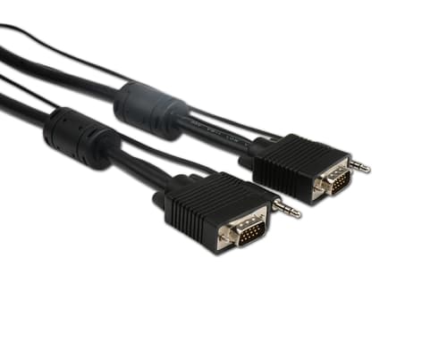 Prokord Hd15 5.0m M-m. 3.5mm 5m. Vga, 3,5mm Vga, 3.5mm Sort