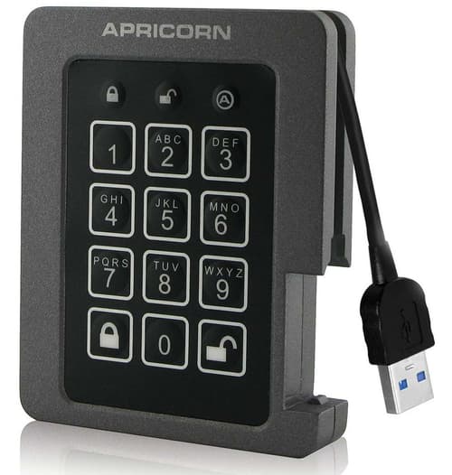 Apricorn Padlock 1tb Ssd Usb-a Musta
