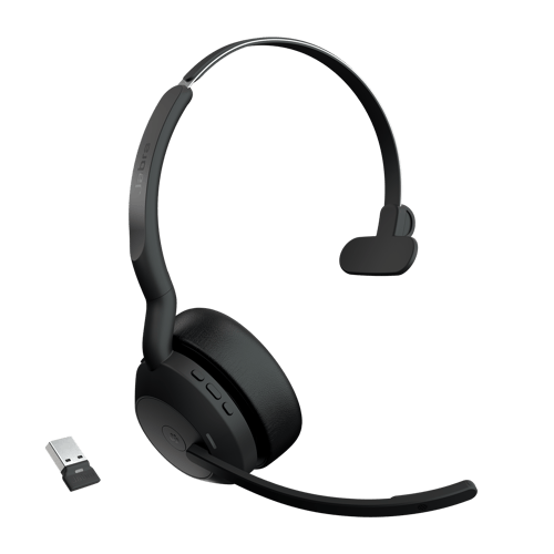 Jabra Evolve2 55 Headset Trådlös Huvudband Kontor/callcenter Bluetooth Svart Usb-a Microsoft Teams Svart