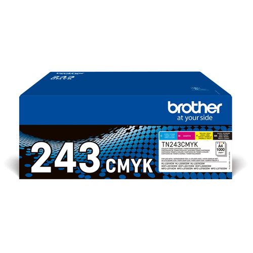 Toner til Brother TN-243CMYK Value Pack - sort, cyan, magenta, gul (4-pack, 1.000 sider)