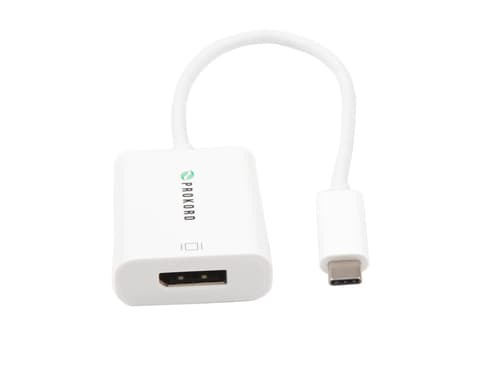 Prokord Usb Type C Male - Displayport Female 0.1m Black 0.11m Usb-c Displayport Hvit