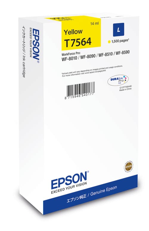 Epson Blæk Gul T7564 1,5k - Wf-8010/8090/8510/8590 billede