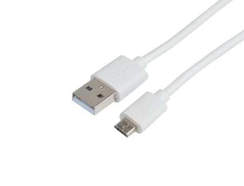 Prokord Usb-kabel 1m. Usb-a Micro Usb-b Hvid