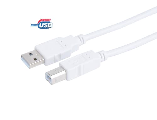 Prokord Usb-kabel 2m. Usb-a Usb-b Hvid