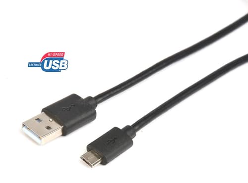 Prokord Usb-kabel 3m. Usb-a Micro Usb-b Sort