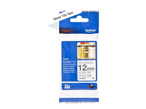 Brother Tape 12mm Tze-n231 Sort/hvid No Laminate billede