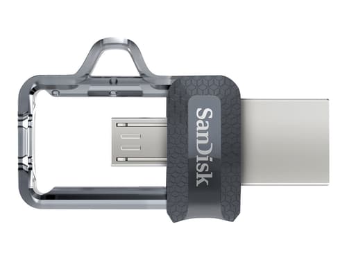 Sandisk Ultra Dual Drive M3.0 32gb Usb-a / Micro-usb Svart, Sølv, Gjennomsiktig