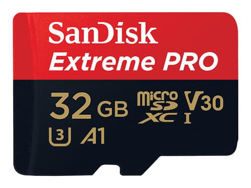 SanDisk Extreme Pro - Flashhukommelseskort (microSDXC til SD adapter inkluderet) - 32 GB - A1 / Video Class V30 / UHS-I U3 - 667x - microSDHC UHS-I