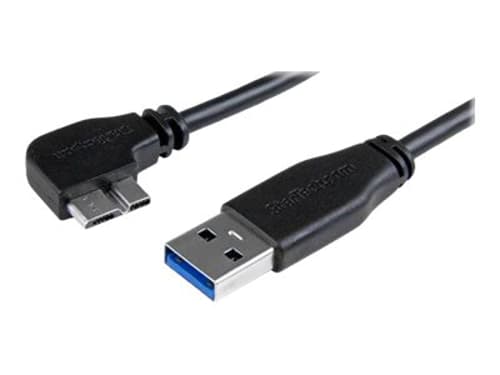 Startech 3ft Slim Left-angle Micro Usb 3.0 Cable 1m. Usb-a Micro Usb-b Sort billede