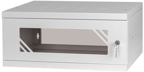 Direktronik Wall Rack 19 tommer 4u 35cm Glass Door Grey