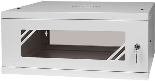 Direktronik Wall Rack 19 tommer 4u 45cm Glass Door Grey