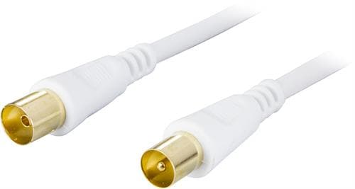 DELTACO antennkabel, 75 Ohm, gullbelagt, 2m, hvid