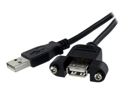 Startech 1 Ft Panel Mount Usb Cable A To A 0.3m Usb-a Usb-a Musta