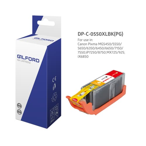 Gilford Blæk Sort Dc-550bk Xl / Pgi-550pgbk Xl billede