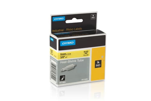 Dymo Tape Rhinopro Kutisteputki 9mm Musta/valkoinen