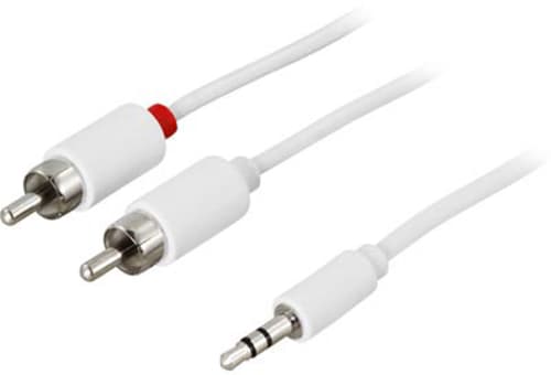 Deltaco MM-141B 3,5 mm – 2x RCA -audiokaapeli, 3 m, valkoinen