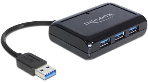 Alternativ bild 0 för Delock USB 3.0 Hub 3 Port + 1 Port Gigabit LAN 10/100/1000 Mb/s - Nätverksadapter - USB 3.0 - GigE - 1000Base-T + 3 x USB 3.0