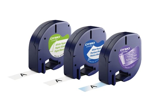 Dymo Tape Letratag 12mm 4m Gul/sølv/hvid 3-pack