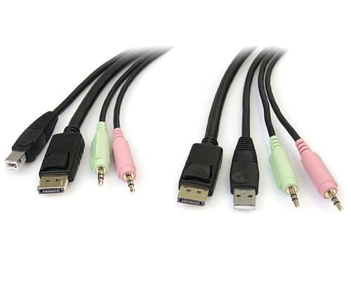 Startech 4-in-1 Usb Displayport Kvm Switch Cable W/ Audio & Microphone