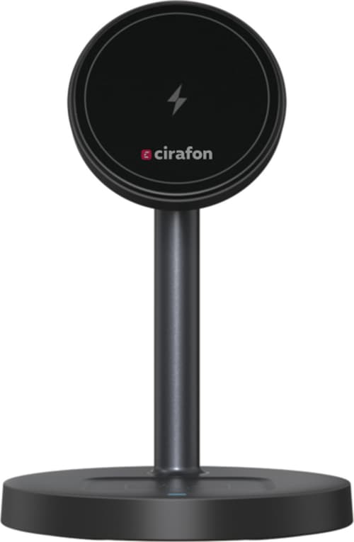 Cirafon Langaton Qi2 Laturi 15 W Magneettisella Telineellä Musta