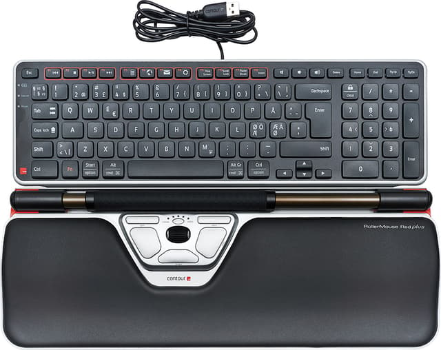 Contour Design RollerMouse Red Plus & Balance Keyboard Kabelanslutning USB Nordic