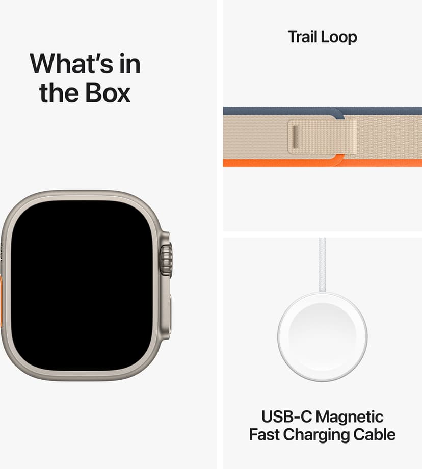 Apple Watch Ultra 2 GPS + Cellular 49mm Titanium Case with Orange/Beige Trail Loop S/M