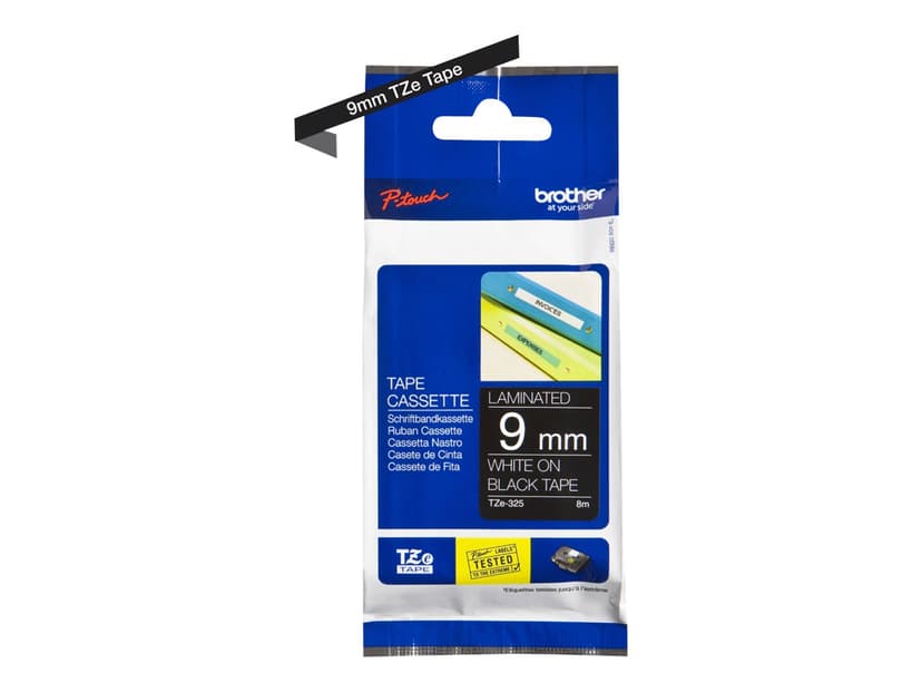 Brother Tape 9mm TZe-325 Vit/Svart