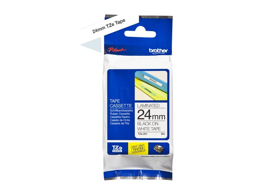 Brother Tape 24mm TZe-251 Svart/Hvit