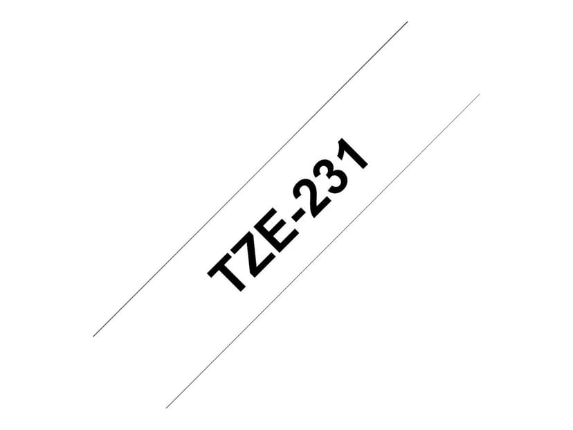Brother Tape 12mm TZe-231 Musta/Valkoinen